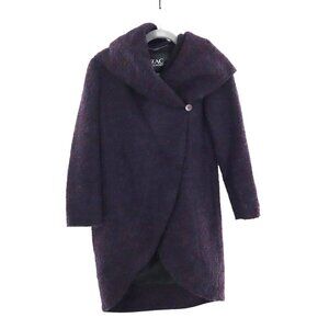 ZAC POSEN Camilla Cocoon Wrap Coat Women M Purple Natural Fibers Winter Wool